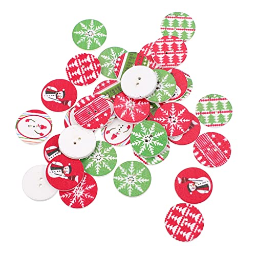 PRETYZOOM 200pcs Christmas Craft DIY Wood Slices Rounded Button Wood Chips Decorative Button Chip Set