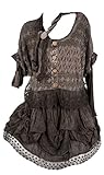 spitzenkleid lagenlook  Italy Donna Damen Winter Mohair Spitze Twinset 3tlg Lagenlook Tunika Kleid Strickkleid Unterkleid Schal Wolle 44 46 48 50 M L XL XXL Braun (46)