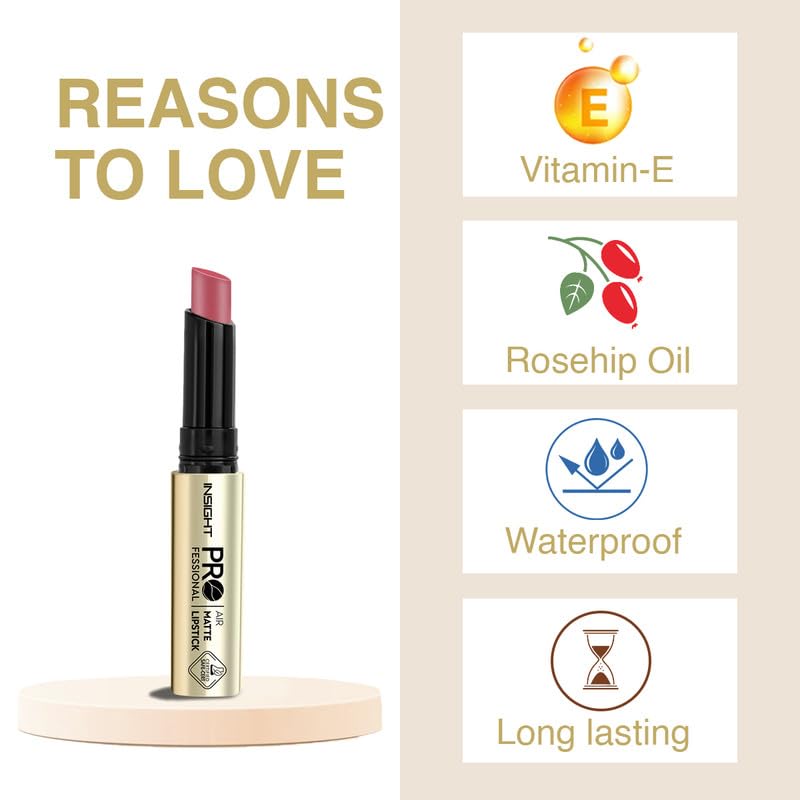 Image of INSIGHT Professional Air Matte Lipstick | Smooth Finish | All Day Comfort | Infused with Rosehip Oil and Avocado Butter | One Swipe Color - (Ursula) (3g) (Pack of 2)