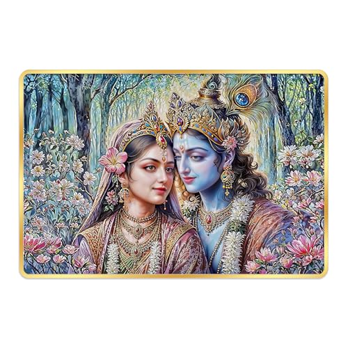 Image of Indianara Radha Krishna Painting With Golden Frame, 18 x 12 Inches (Style 8)