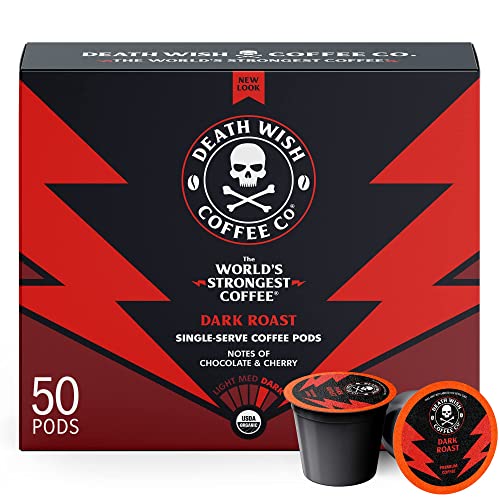 Death Wish Coffee Single Serve Pods Extra Kick of Caffeine Dark Roast Coffee Pods Made