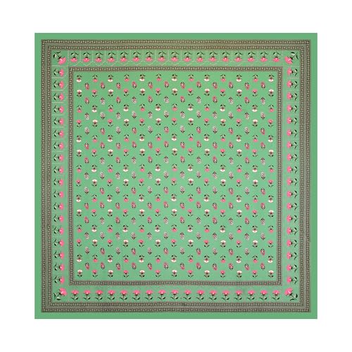 Image of BLOCKS OF INDIA Hand Block Printed 200 TC Cotton Super King Size Bedsheet(106 x 106) | Pack of 1, Batik Green Flower