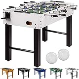 GAMES PLANET Tischfussball „Glasgow“, 5 Dekore: Holz/Schwarz/Blau/Soccer/Weiß, inkl. 2 Bälle, 2 Getränkehalter, höhenverstellbare Füße, hochgezogene Spielfeldecken, Tischkicker, Kicker, Kickertisch