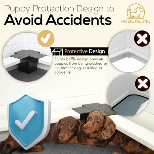 Roslaemic Caixa de parto para cães e filhotes com trilhos, 101 cm C x 101 cm L x 48 cm A, adequada p