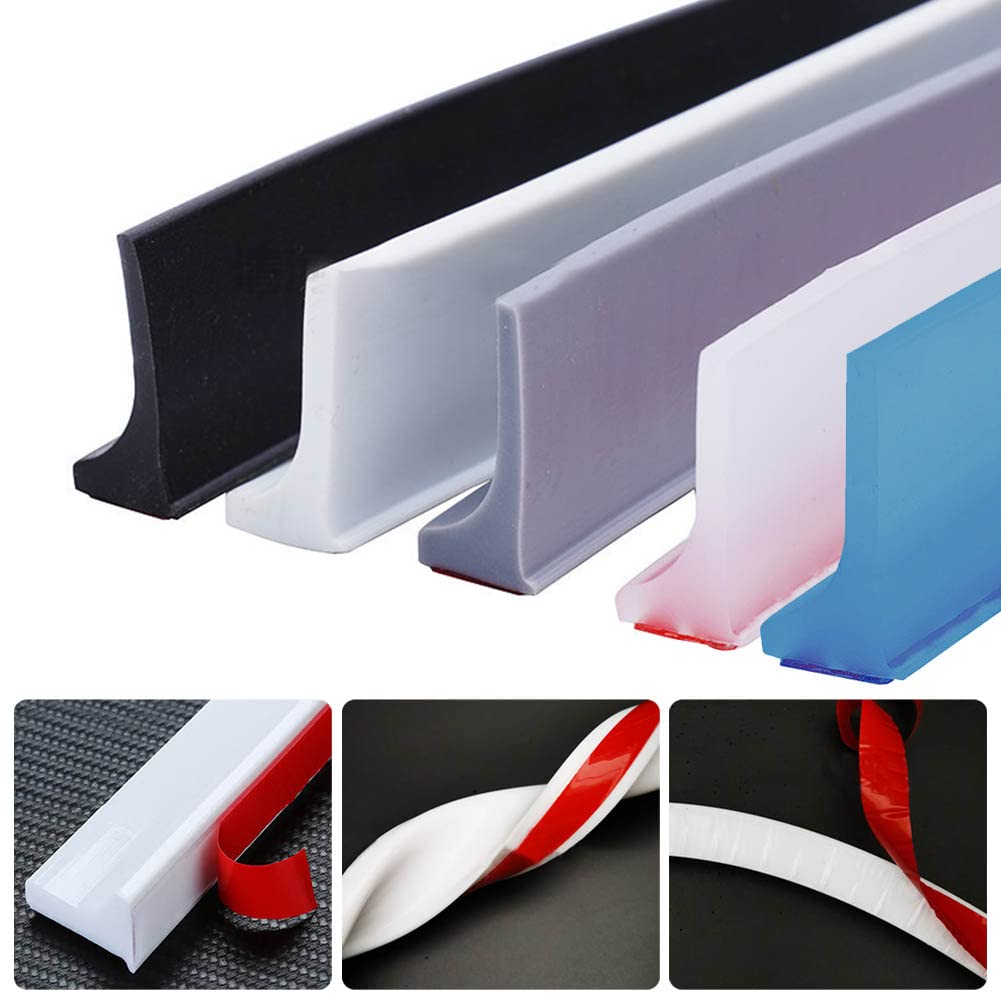 Striscia di barriera per doccia in silicone a forma di L, 3 cm di altezza, 1 m, guarnizione per pavimento di bagno e piatto doccia, impermeabile, per la massima protezione e facile installazione