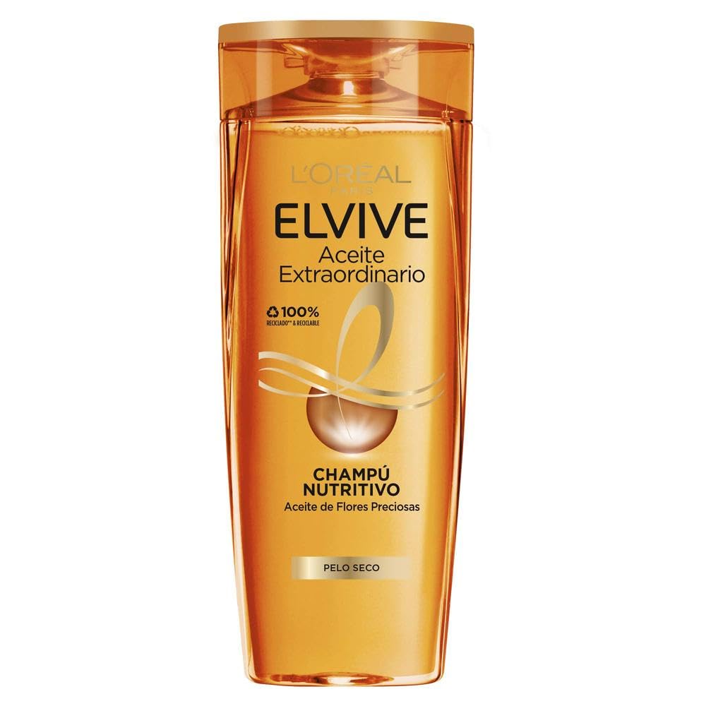 Elvive L'Oreal Paris Champú Nutritivo Aceite Extraordinario Para Pelo Seco, 380ml