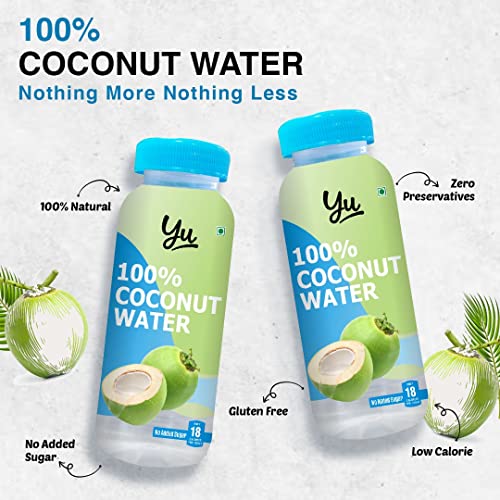 Image of Yu - 100% Natural Coconut Water - Pack of 36 - Zero Preservatives - No Added Sugar (200 ml x 12 bottles)