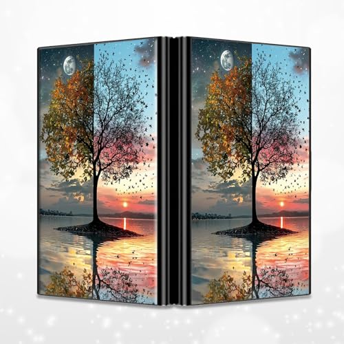 Image of Slim Credit Card Holder, Day and Night Art Tree RFID Blocking Metal Wallet for Men & Women, Aluminum Minimalist Hard Case Pocket-Sized Business Cards Organizer (Fits Up to 10 Cards)