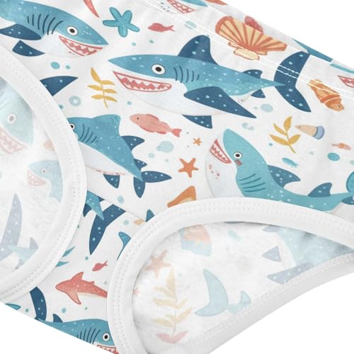 Wusikd Cute Sharks Girls' Underwear Cotton Fishes Girls Briefs Soft Toddler Underwear 2T4