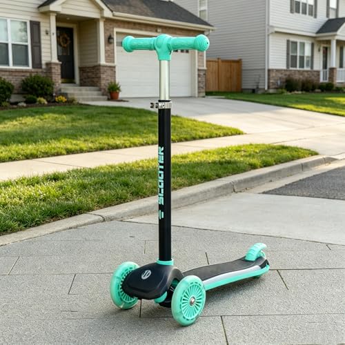 Image of KORIMEFA Scooter for Kids Ages 3-8 with Light-Up Wheels & Deck, 3-Wheel Toddler Scooter with Adjustable Height, Anti-Slip Deck, Lean-to-Steer