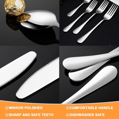 KLUSIET 30 Pcs Stainless Steel Silverware Set with Stand, Hanging Flatware Set Service for 6, Eating Tableware Set Include Main Knife, Main Fork, Main Spoon, Small Fork, Small Spoon(silver) by KLUSIET - Image 6