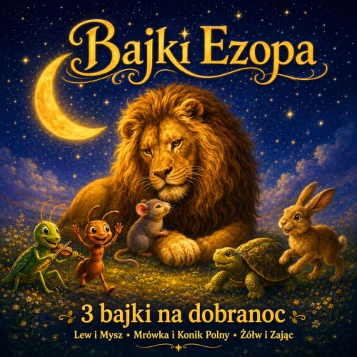 3 bajki Ezopa na dobranoc | Lew i Mysz, Mr&oacute;wka i Konik Polny, Ż&oacute;łw i Zając