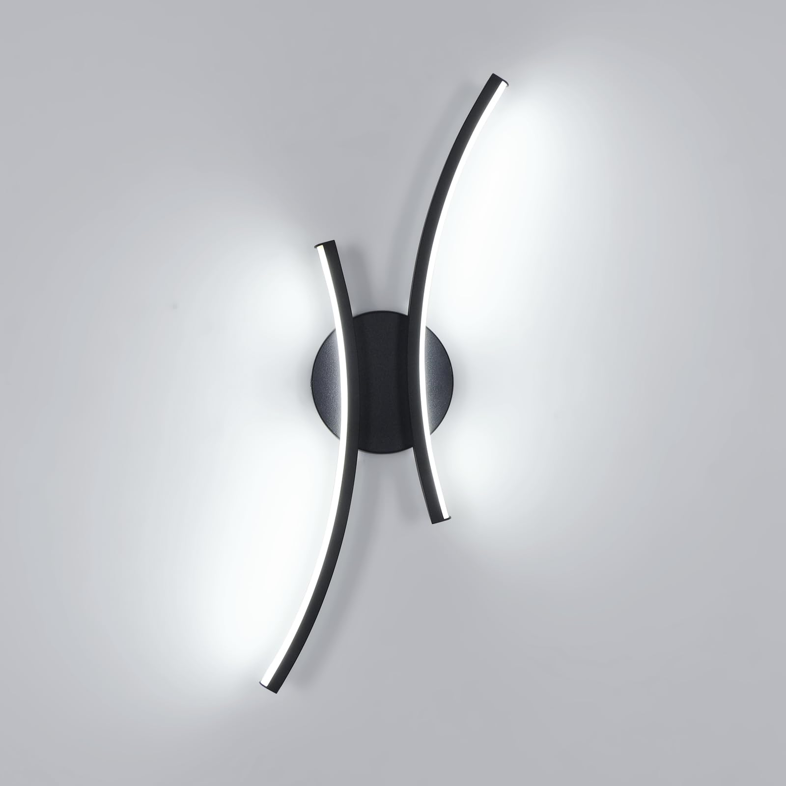 Mckalen LED Wall Lamp Indoor, 20W 2250LM Creative Wall Light LED Modern, Black Wall Sconce Lights Acrylic for Bedroom Living Room Hallway Corridor Office, Cold White 6500K