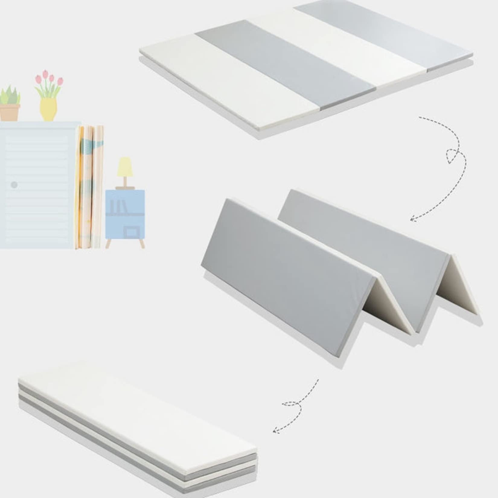 Amazon.co.jp: プレイマット 120*180*4cm 無地 純色 折り畳み式