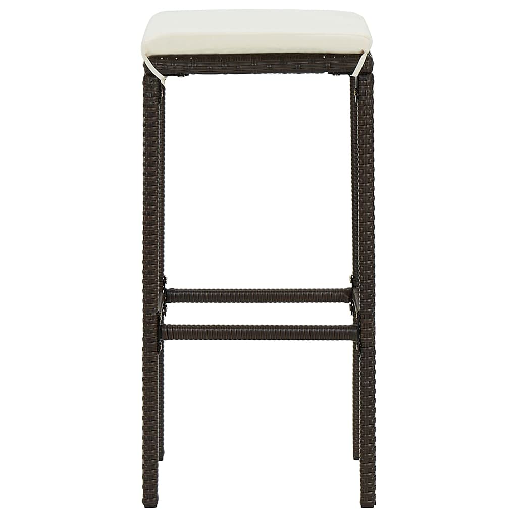 Juego de 4 taburetes de jardín de polirratán, resistentes a la intemperie, para balcón, terraza, jardín, 100 x 60,5 x 110,5 cm, color marrón