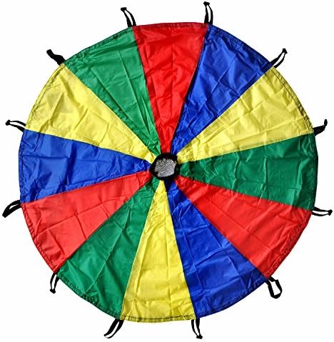 GSI Kids Play Parachute Rainbow Parachute Toy Tent Game for Children Gymnastics Cooperative Play and Outdoor Playground Activities (12 Feet)