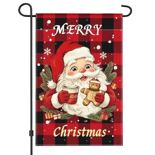 AhfuLife Drapeau Père Noël Noël extérieur, 12x18 po