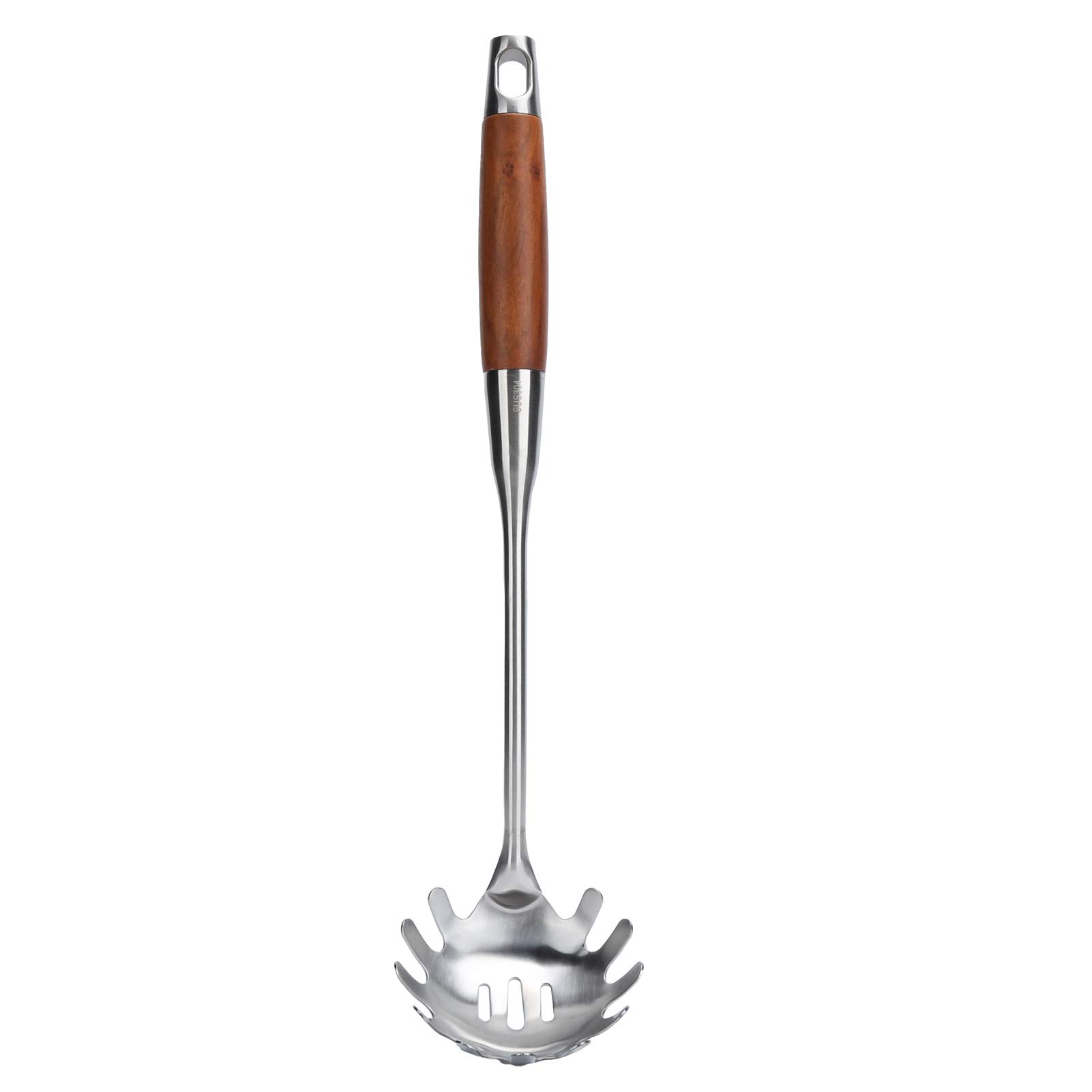 Juego de Espátula de Cocina de Acero Inoxidable 304 con de Madera para Utensilios para Cocinar y Freír, 7 Piezas