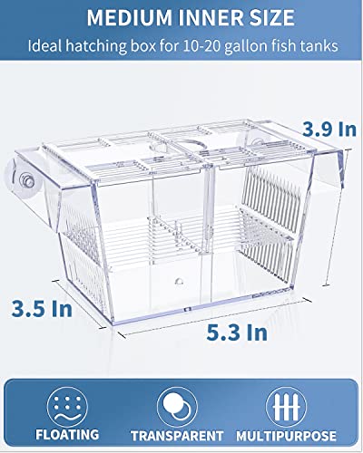 Pawfly Aquarium Fish Breeding Box Acrylic Hatchery Incubator Tank With Suction Cups Medium Isolation Box For Baby Fish Shrimp Betta And Guppy #TOP2