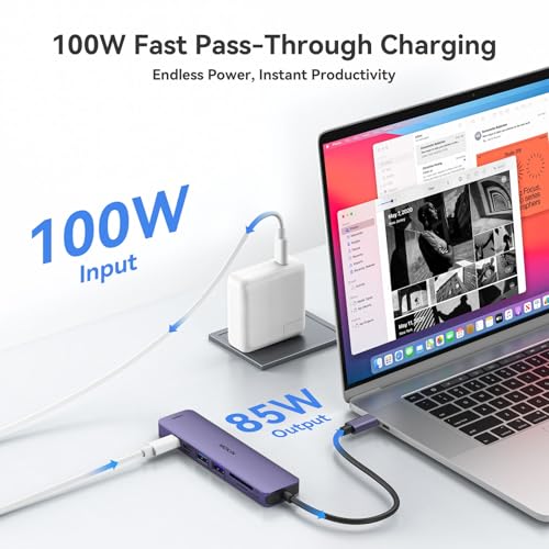Image of USB C Hub HDMI Adapter for MacBook Pro /Air, MOKiN 7 in 1 USB C Dongle with HDMI