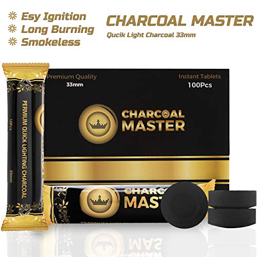 Hookah Coals Instant Light – Incense Instant Coal Disks – Coal Tablets – Charcoal Disks – Set of 100 Coals – 33 mm Quick Light Charcoal Briquettes – Natural Coal Disks – Slow Burn and Low Smoke - Thumbnail 5
