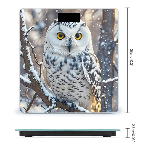 Báscula digital blanca Winter White Owl para baño y peso corporal miniatura 2