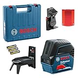 Bosch Professional Livella laser multifunzione GCL 2-15 (laser rosso, da interno, con punti a piombo, 15 m, 3 pile AA, supporto ruotabile RM 1, pannello di mira, custodia protettiva, valigetta)