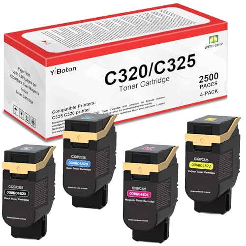 Image of C320 C325 Toner Cartridges Set, Replacement for Xerox 006R04820 006R04821 006R04822 006R04823, Compatible with Xerox C320 C325 Printer, Black Cyan Magenta Yellow 4-Pack High Yield