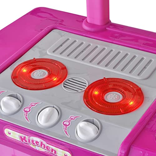 Gecheer Kinderküche Spielküche Kunststoff Spielzeugküche mit Licht- und Soundeffekten für Kinder ab 3 Jahren - Rosa – Bild 6