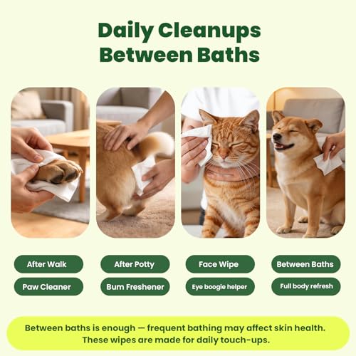 Image of 400 Count Unscented Dog Wipes & Cat Wipes (8x50 Packs) | Hypoallergenic, pH Balanced for Paws, Body, Face & Grooming |All-Natural Plant Fiber Wipes with Aloe, Coconut Oil & Vitamin E |Pearl Texture