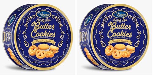 Image of Vintage Luxury Danish Style Butter Cookies Premium Selection • Blue Tin Gift Box, 14.11 oz ℮ 400 g (Pack of 2)