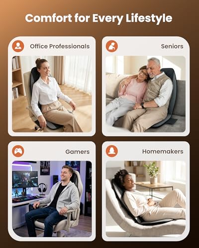 Image of CILI Vibration Massage Chair Pad, Quiet Back Massager for Office Chair, Sofa & Recliner, Independent Graphene Heat & Massage Control, Fathers Day Gift for Back Pain Relief (Vibration Only)