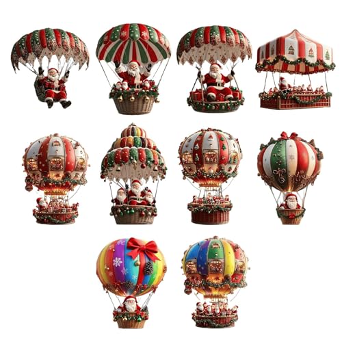 de Papá Noel, 10 Piezas de Madera de Navidad, Globos de Aire de Papá Noel, navideños, para Puerta, jardín, Patio, Porche, escaleras, Exteriores, hogar, Ventana, Pared, Fiesta de