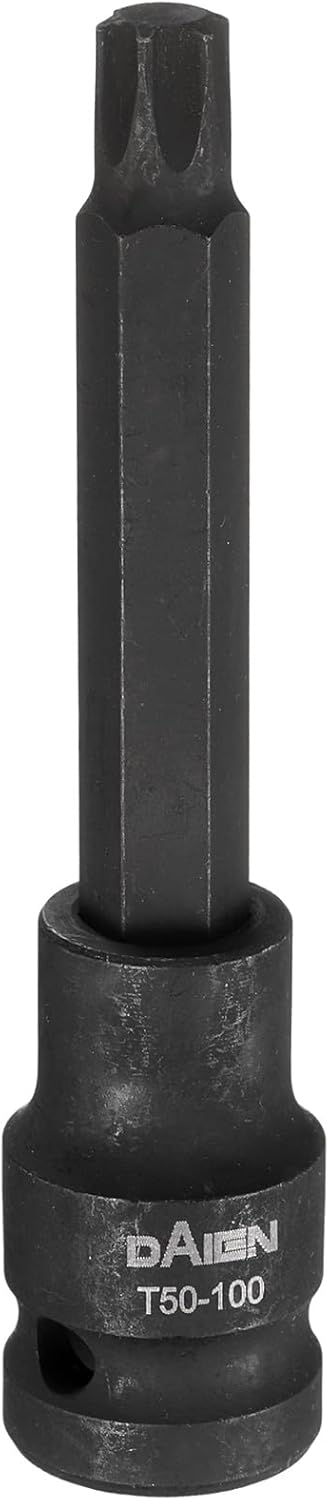 HARFINGTON T50 Torx Bit Socket 100mm/3.94" Length 1/2" Square Drive Star 6 Point Extension Impact Bit Power Nut Driver Set S2 Steel Socket Ratchet Wrench Bits, Black