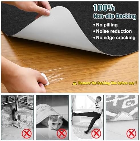 Miniatura 3 de Placoot Tapete para silla de escritorio para suelo de madera dura y azulejos, 55 x 35 pulgadas, tapete para silla de oficina para sillas rodantes,