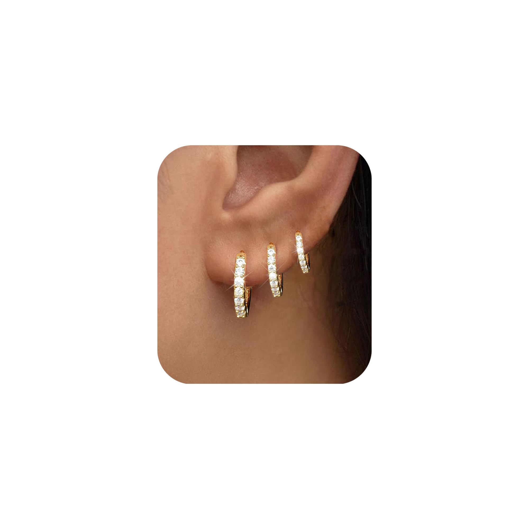 PANSHI3Pairs 𝐆𝐨𝐥𝐝 𝐇𝐨𝐨𝐩 𝐄𝐚𝐫𝐫𝐢𝐧𝐠𝐬 Set for Women Trendy Chunky Huggie Dainty Earrings Jewelry for Women Teens