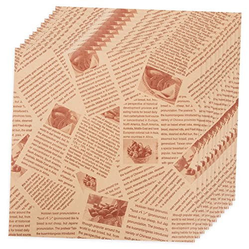 OKUMEYR 100個グリース ペーパー パレット用 食品 ペーパー イッチ ラッピング用紙 おしゃれなニュースプリントデザイン