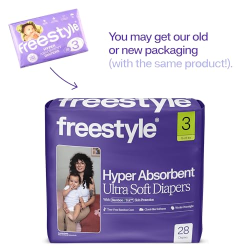 Freestyle Diapers – (Size 3) Hyper Absorbent & Non-Toxic – Disposable Diapers for Sensitive Skin – Ultra Soft Diapers (16-28 lbs) – 168 Count