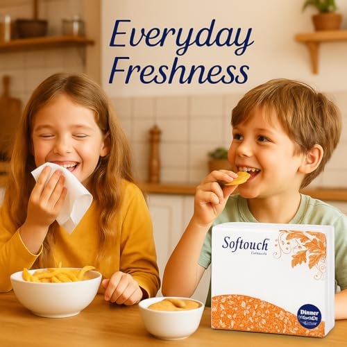 Image of Softouch 2 Ply tissue paper Napkin 40x40 cm 50 Pcs each-Set of 3