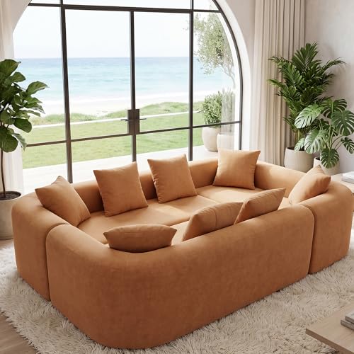 Image of Claiks 106 inch Cloud Boneless Couch, Modular Sofa Bed, Brown