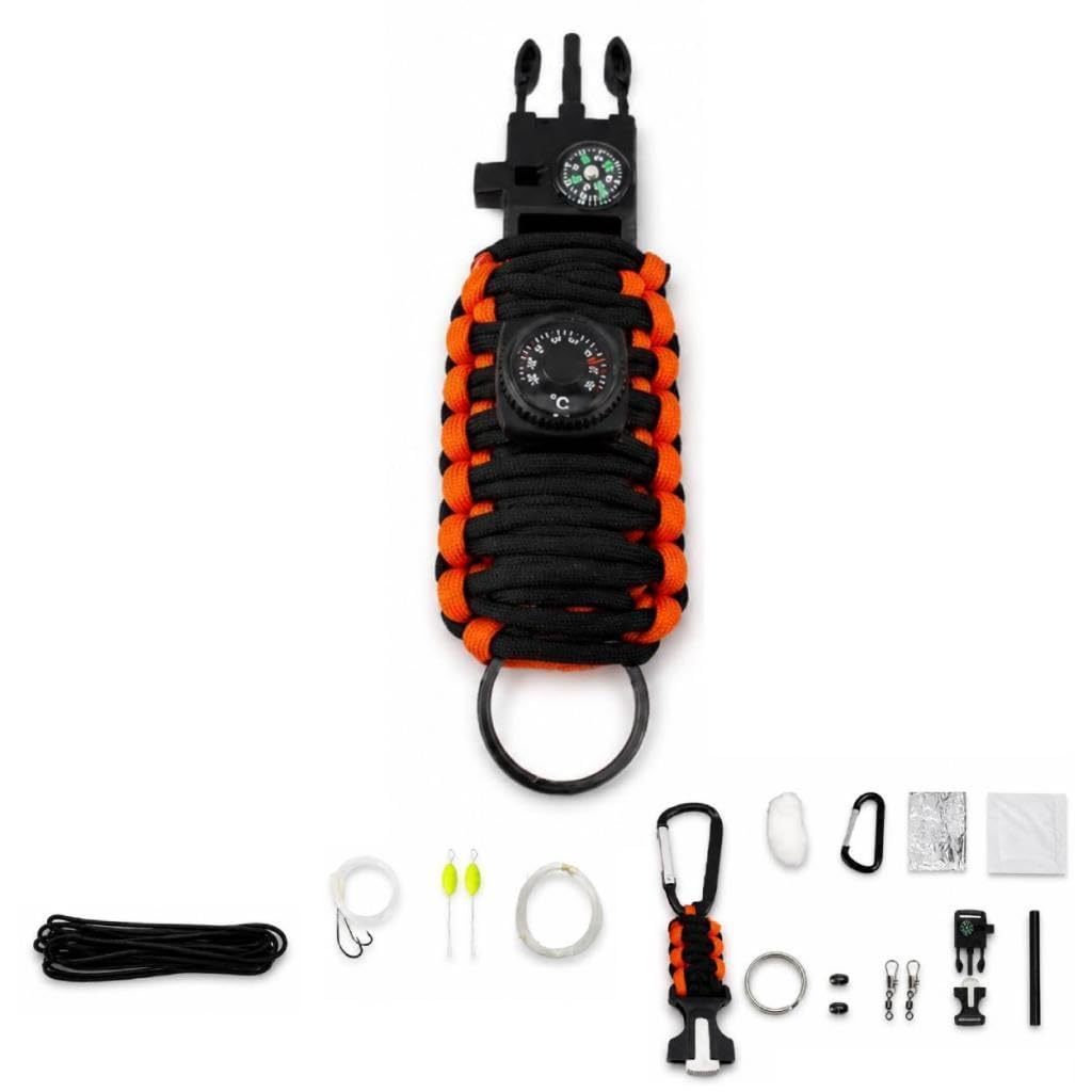 Outdoor Emergency Paracord Multifunction Tool Kit with Compass & Whistle for Hiking, Climbing, Fishing & Survival-picture-11