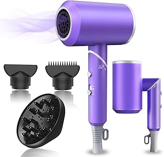 Hair Dryer,1800W Professional Ionic Hair Dryer with Diffuser and Nozzles, Powerful Blow Dryer for Fast Drying,Compact & Li...