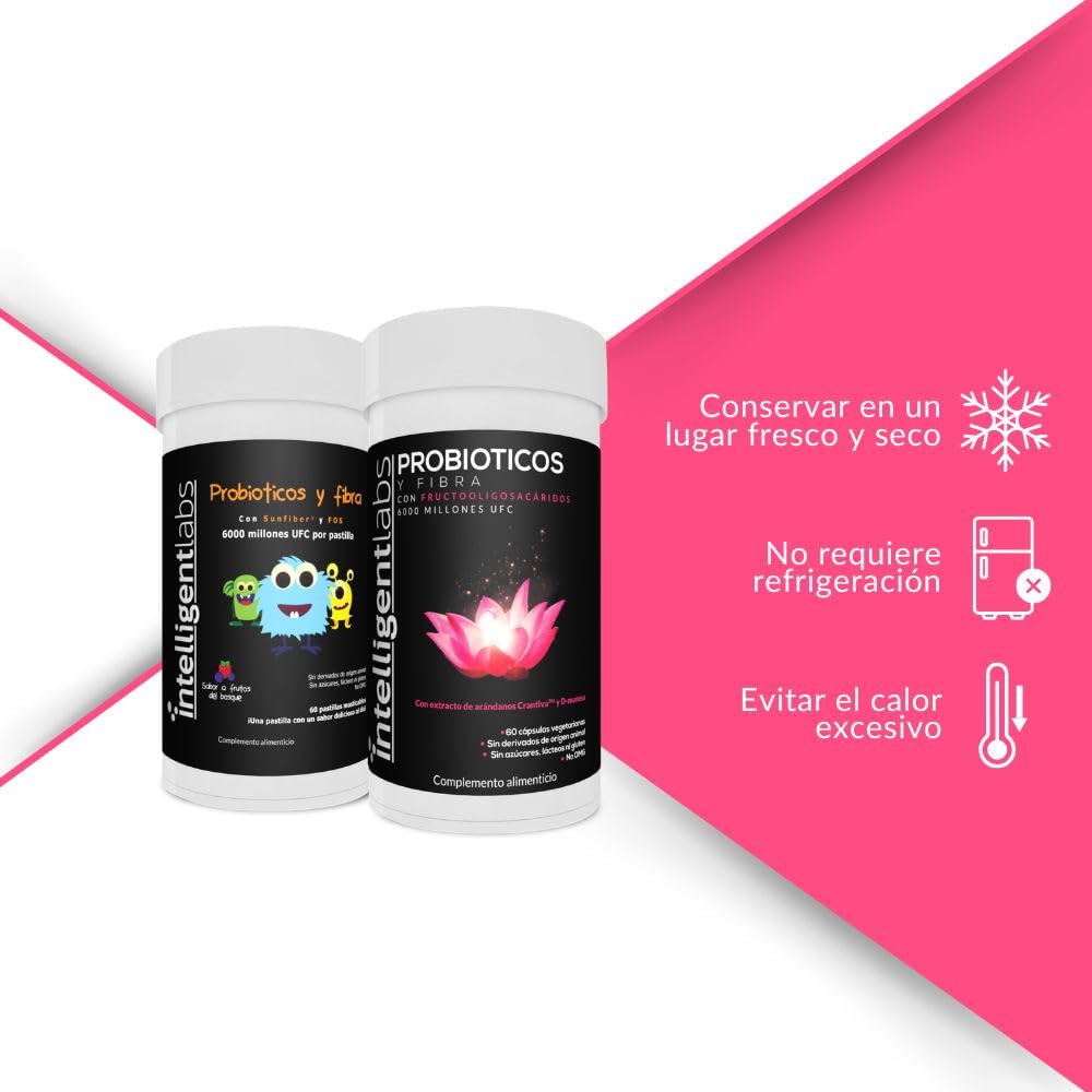 Intelligent Labs Pack 2-en-1: Probióticos Mujer (Cranberry, D-Manosa) y Niños (6 Mil Millones UFC). 60 Porciones, Suministro para 60 Días. Salud Vaginal, Urinaria y Digestiva para Madre e Hijo.