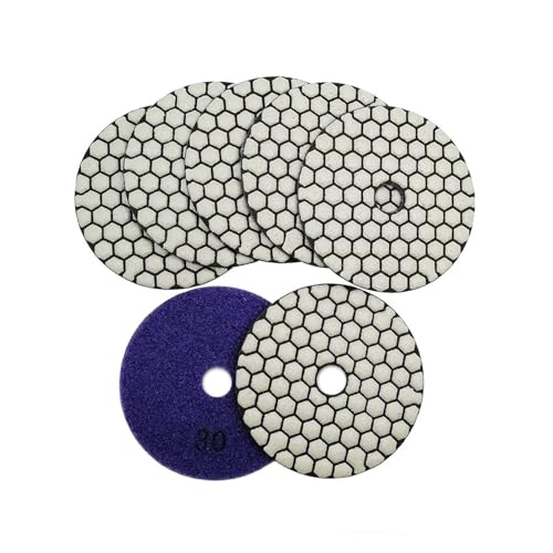 Disques de polissage diamantés 100 mm grain 30 pour ponçage de marbre et béton (7 pièces)