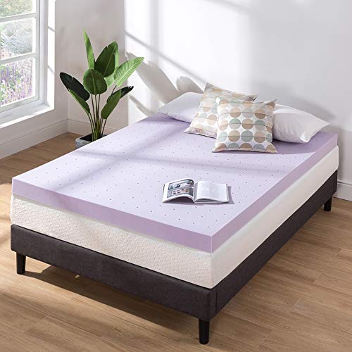 Mellow 4 Inch Ventilated Memory Foam Mattress Topper, Lavender Infusion, CertiPUR-US, Queen