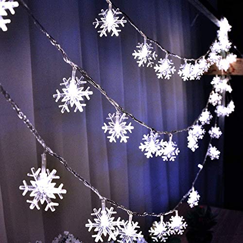 Islmlisa 19ft /40LED Snowflake String Light String Outdoor Waterproof House Decorative Light String Interior Decoration,Decorative Snowflake Lights for Christmas, Party (White)