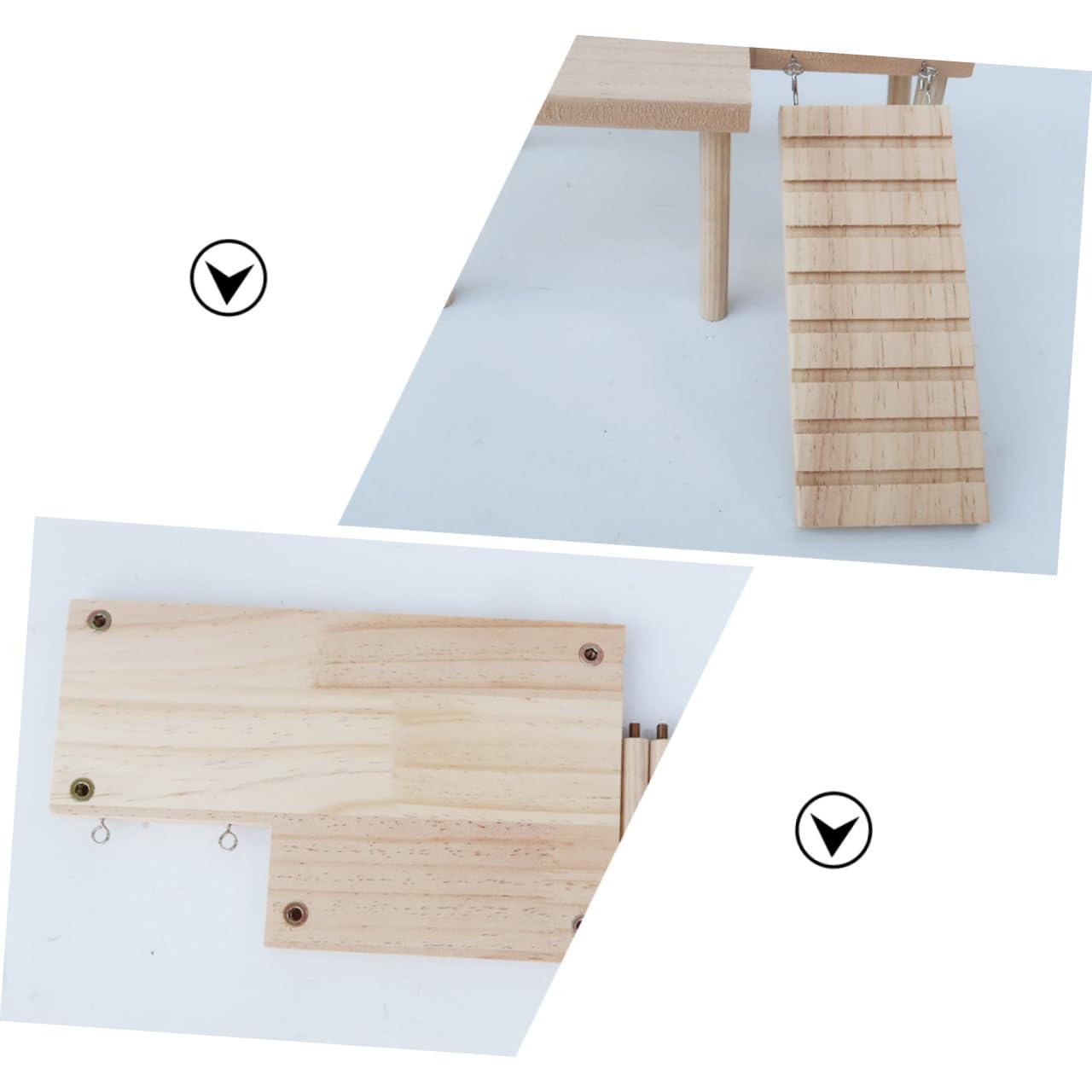 ifundom Hamsterplattform Fördert Bewegung und Platzausnutzung für Käfig Holzspielzeug mit Leiter Dekoratives Kleines Haustier Spielzeug aus Beige Holz