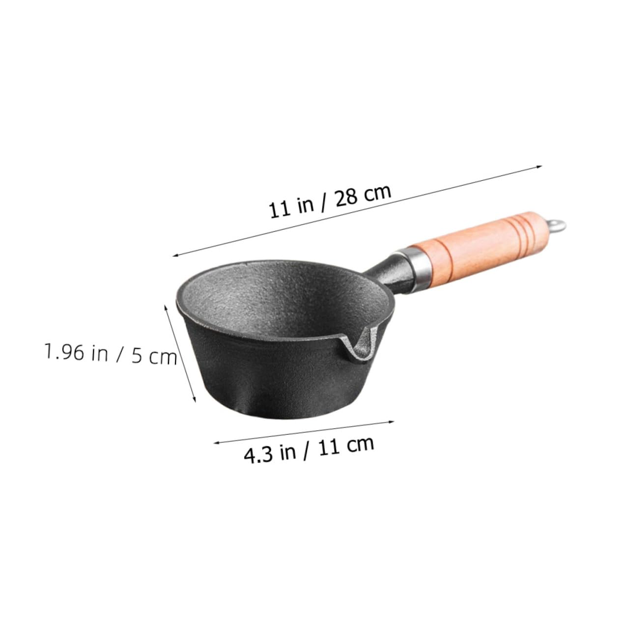PHENOFICE Iron Melting Pot with Wooden Handle Cast Iron Heating Pot for Butter Cheese and Compact Kitchen Tool for Induction and Gas Cooktops and Easy to Clean