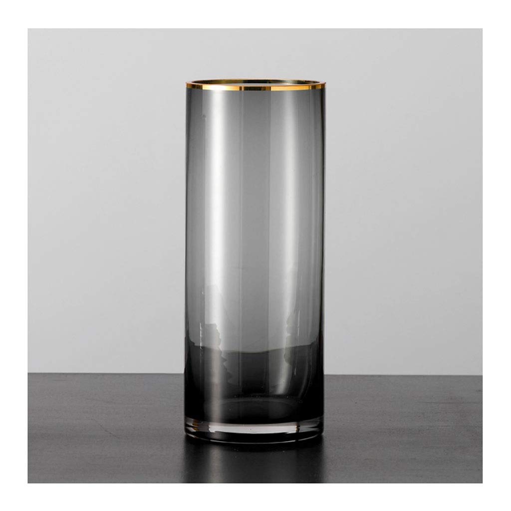 Vase en verre droit TUSUOD style nordique transparent et or pour salon