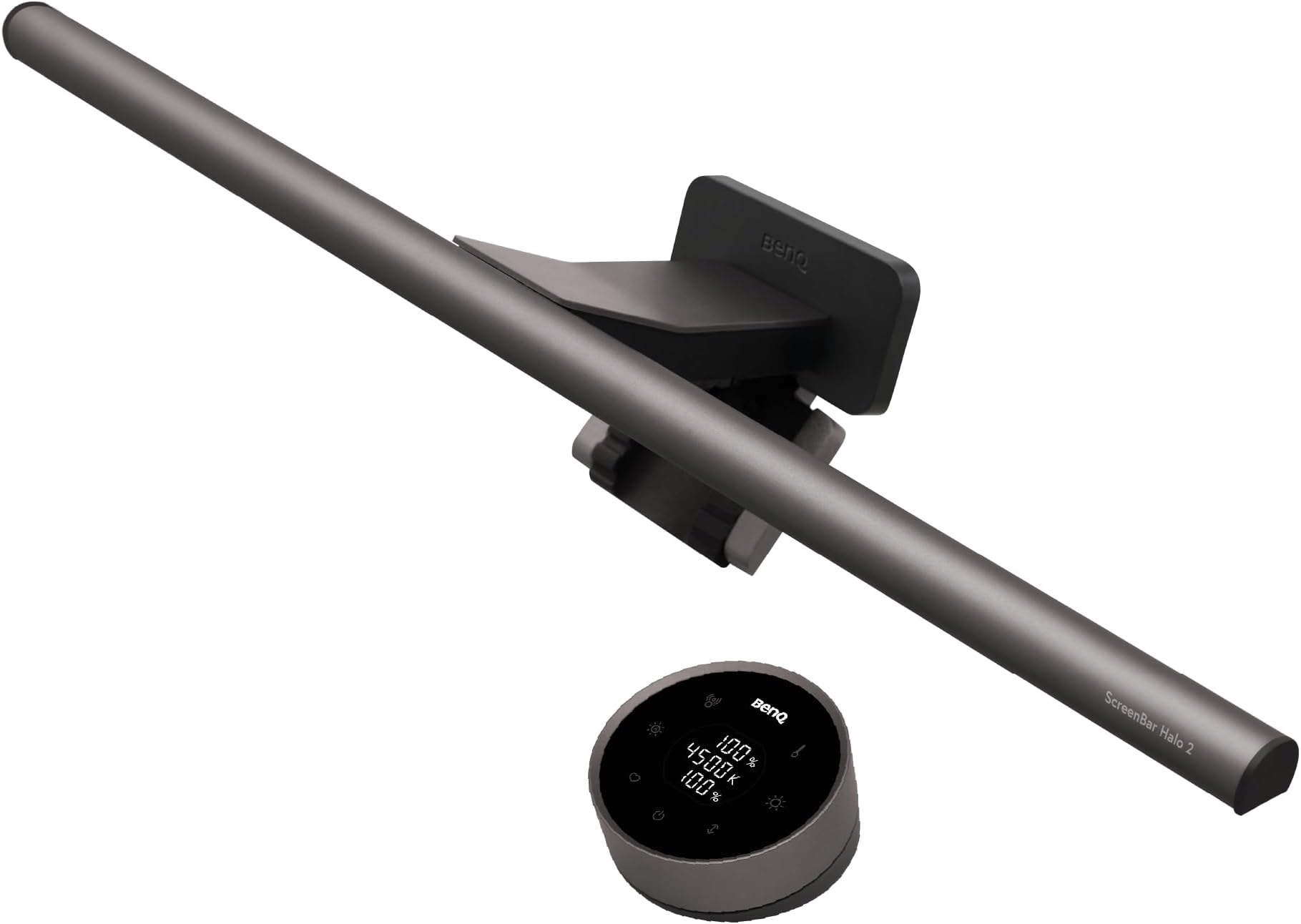 BenQ ScreenBar Halo 2 LED Monitor Light Bar, Wireless Controller, Adjustable Brightness & Colour Temperature, Eye-Care Light Bar, No Screen Glare, Space Saving, USB Powered